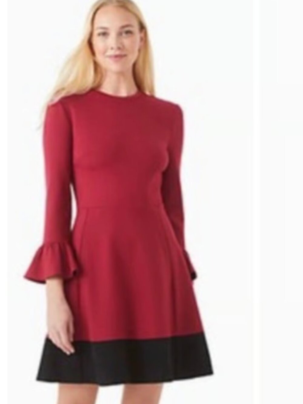 Kate Spade Dress Maroon Black Color Block Ponte With Pockets Stretch